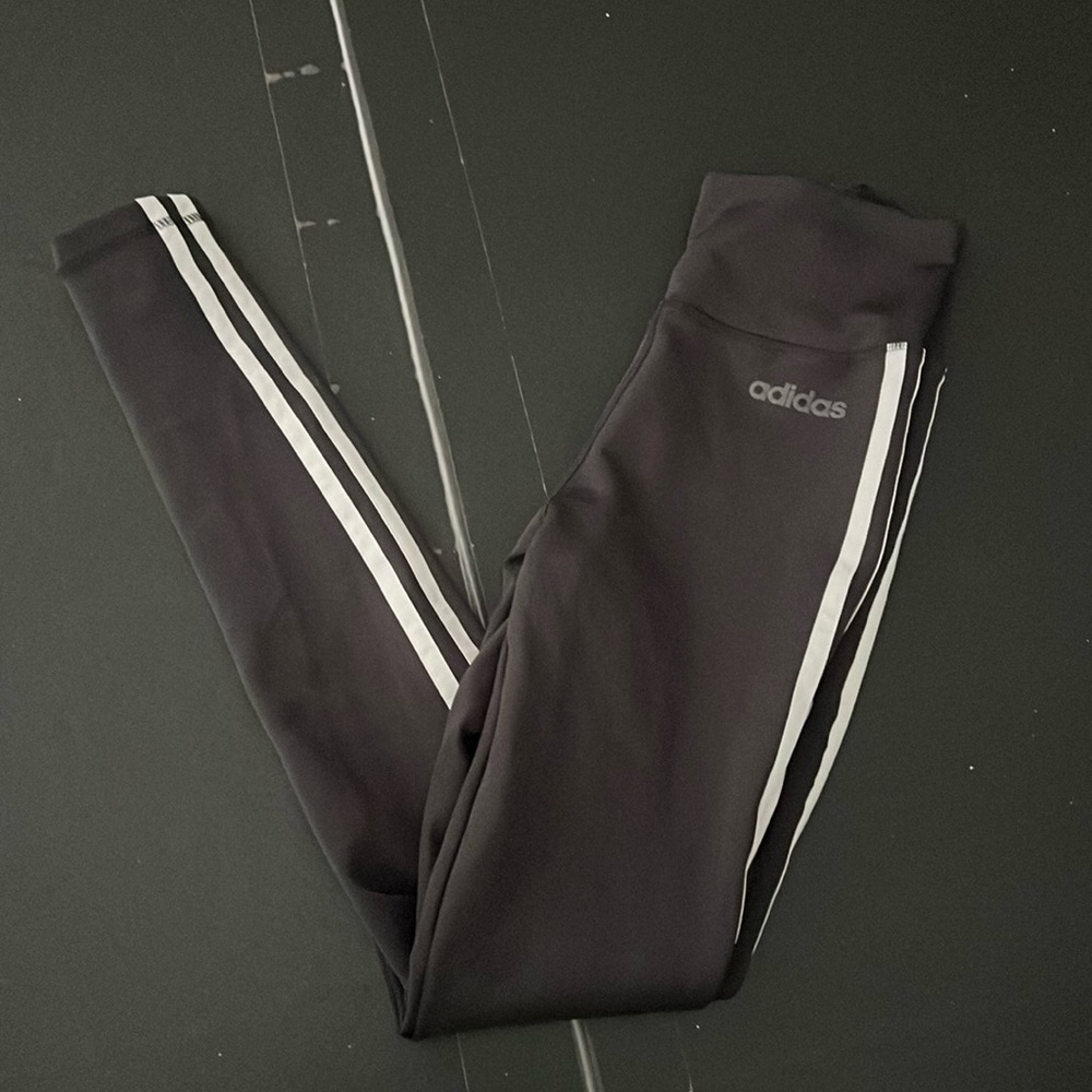Adidas black legging with white lines
